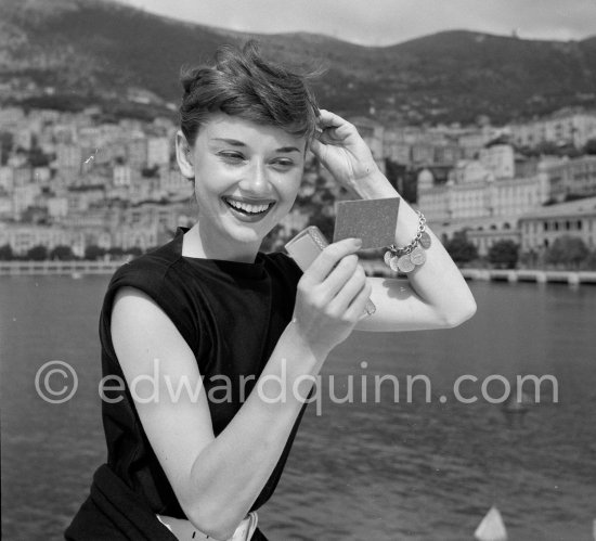 Hollywood actress Audrey Hepburn, before she found fame, at the harbor of Monaco 1951. - Photo by Edward Quinn