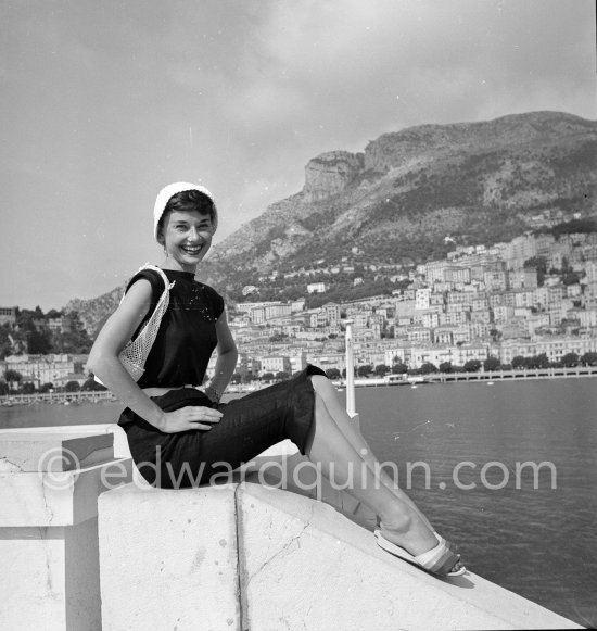 Hollywood actress Audrey Hepburn, before she found fame, at the harbor of Monaco 1951. - Photo by Edward Quinn