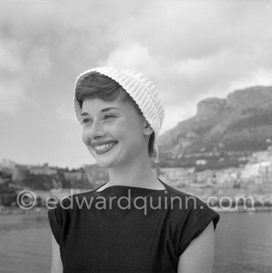 Hollywood actress Audrey Hepburn, before she found fame, at the harbor of Monaco 1951. - Photo by Edward Quinn