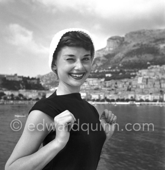 Hollywood actress Audrey Hepburn, before she found fame, at the harbor of Monaco 1951. - Photo by Edward Quinn