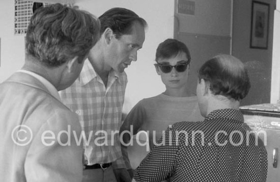 Audrey Hepburn and husband Mel Ferrer. Nice Airport 1956. - Photo by Edward Quinn