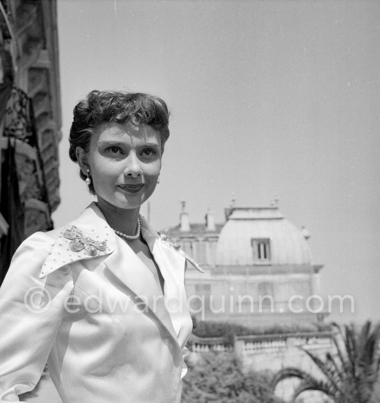 Audrey Hepburn during filming of "Monte Carlo Baby". Monte Carlo 1951. - Photo by Edward Quinn