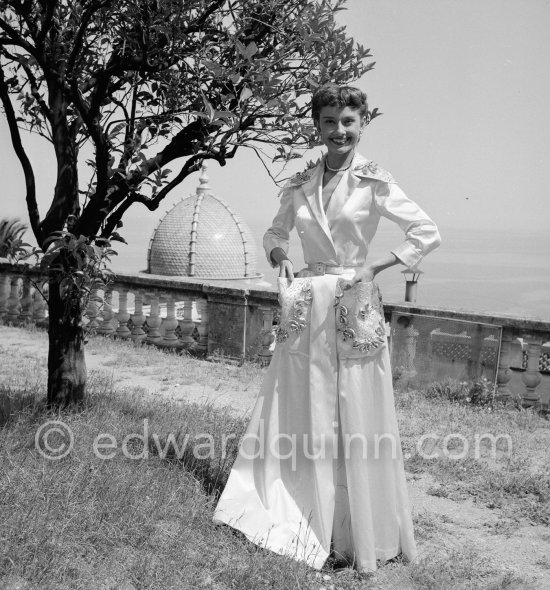 Audrey Hepburn during filming of "Monte Carlo Baby". Monte Carlo 1951. - Photo by Edward Quinn