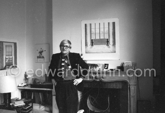 David Hockney at his apartement in Paris 1975. - Photo by Edward Quinn