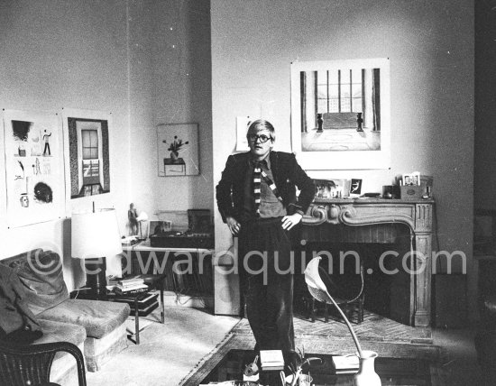 David Hockney at his apartement in Paris 1975. - Photo by Edward Quinn