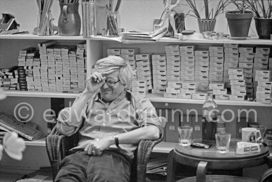 David Hockney at his studio, London 1977. - Photo by Edward Quinn