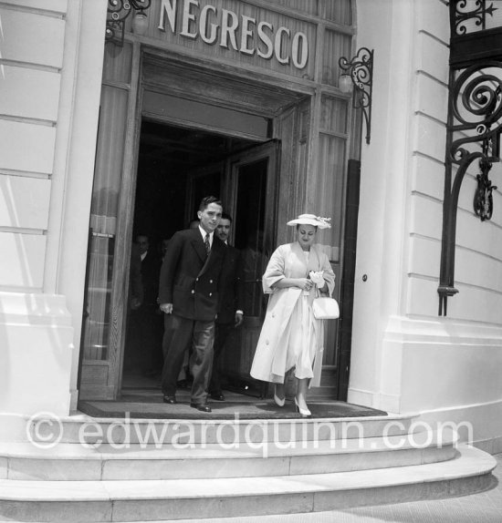 Hussein, King of Jordania, and his first wife Dina Abdel Hamid. Hotel Negresco, Nice 1955 - Photo by Edward Quinn
