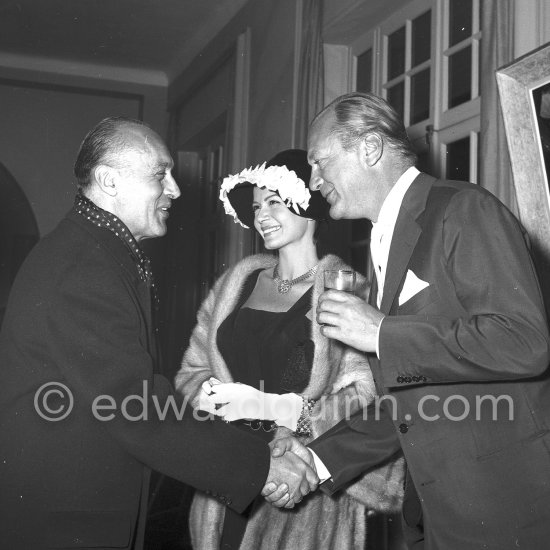 Charles Boyer, Curd Jürgens and Eva Bartok. Cannes Film Festival 1957. - Photo by Edward Quinn