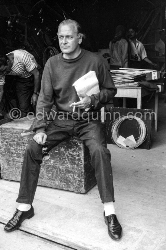 Curd Jürgens during filming of "Et Dieu créa la Femme" ("And God Created Woman"). Studios de la Victorine, Nice 1956. - Photo by Edward Quinn