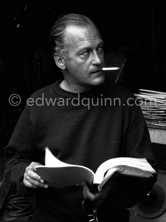 Curd Jürgens during filming of "Et Dieu créa la Femme" ("And God Created Woman"). Studios de la Victorine, Nice 1956. - Photo by Edward Quinn