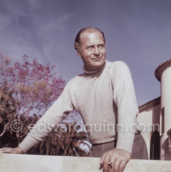 Curd Jürgens, who was the highest-paid actor in Europe, at his Villa Canzone della Mare, at Saint-Jean-Cap-Ferrat 1955. - Photo by Edward Quinn