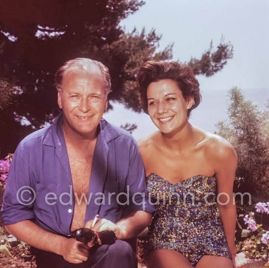 Curd Jürgens and wife Simone Bicheron, mannequin off duty, at Villa Saint-Hospice. Saint-Jean-Cap-Ferrat 1957. - Photo by Edward Quinn