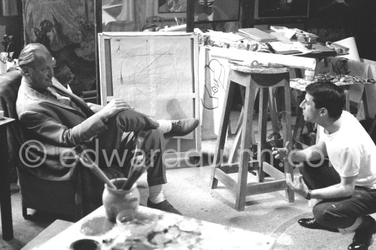 Curd Jürgens and Raymond Moretti. Portrait session at Moretti’s studio. Nice 1956. - Photo by Edward Quinn