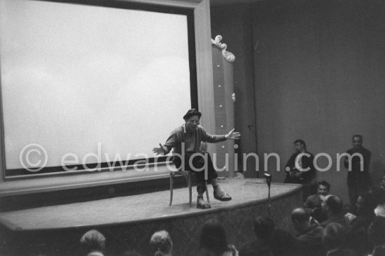 Danny Kaye during a press conference. Kaye was a dancer, singer, actor, conductor and Unicef philantropist. He had become famous when in 1940 at the London’s Palladium he came out on the stage and cited 54 Russian composers in 38 seconds. Cannes Film Festival 1956. - Photo by Edward Quinn