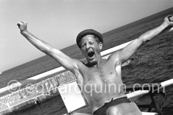 Danny Kaye by the pool at La Réserve, the famous Hotel at Beaulieu-sur-Mer, 1955. - Photo by Edward Quinn