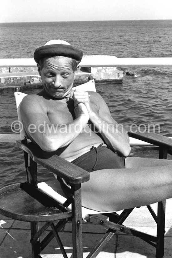 Danny Kaye by the pool at La Réserve, the famous Hotel at Beaulieu-sur-Mer, 1955. - Photo by Edward Quinn