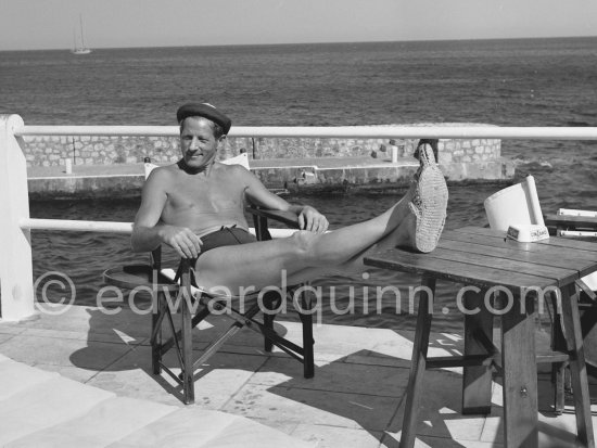 Danny Kaye by the pool at La Réserve, the famous Hotel at Beaulieu-sur-Mer, 1955. - Photo by Edward Quinn