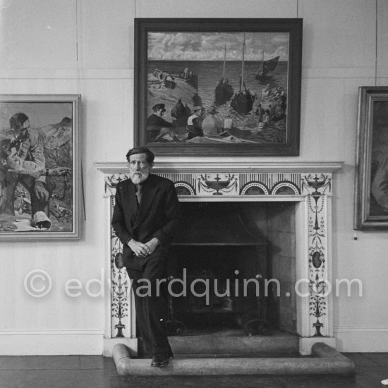 Irish painter Seán Keating (1889–1977). Exhibition at Municipal Gallery of Modern Art. Dublin 1963. - Photo by Edward Quinn