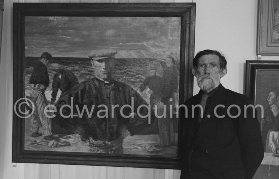 Irish painter Seán Keating (1889–1977). Exhibition at Municipal Gallery of Modern Art. Dublin 1963. - Photo by Edward Quinn
