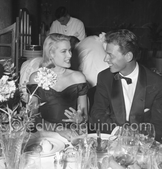 A love affair: Grace Kelly and Jean-Pierre Aumont. They had a short affair. Cannes Film Festival 1955. - Photo by Edward Quinn