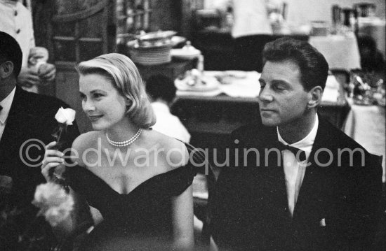 A love affair: Grace Kelly and Jean-Pierre Aumont. They had a short affair. Cannes Film Festival 1955. - Photo by Edward Quinn