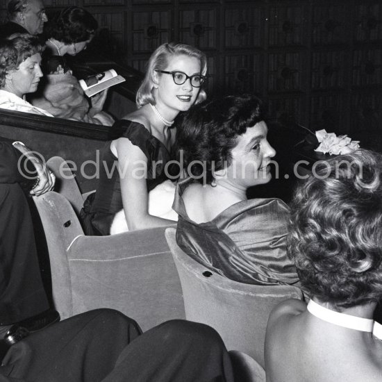 Grace Kelly. On the right her friend Gladys de Ségonzac, costume designer, who had helped her with the wardrobe on "To catch a thief". Cannes Film Festival 1955 - Photo by Edward Quinn