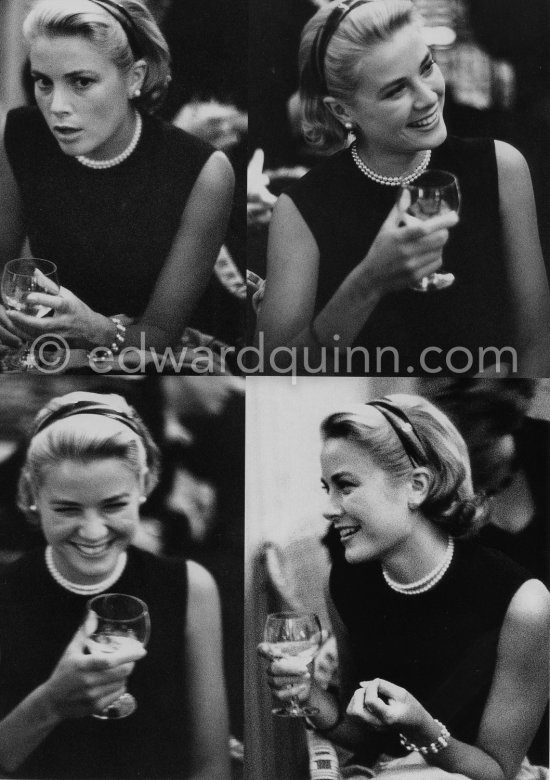 Grace Kelly during a press cocktail party at the Carlton Hotel, where she charmed everybody by trying out her French and emphasizing her words with gestures and expressions. Cannes 1954. - Photo by Edward Quinn