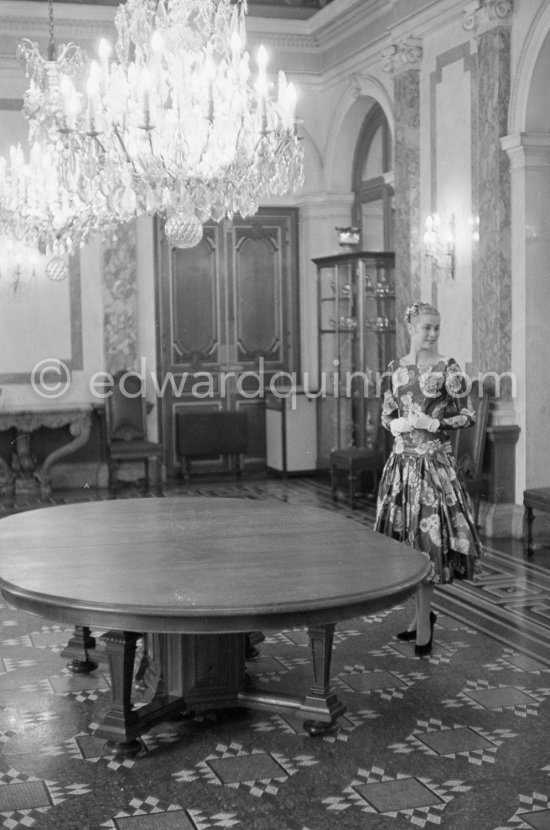 Grace Kelly (later to become Princess Grace) at the Royal Palace just before she met Prince Rainier for the first time. One of Prince Rainier’s personal servants, Michel Demorizi, guided her around some of the great number of rooms of the Royal Palace. Monaco 1955. - Photo by Edward Quinn