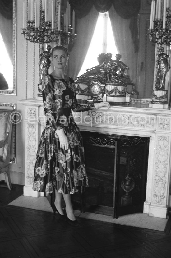 Grace Kelly (later to become Princess Grace) at the Royal Palace just before she met Prince Rainier for the first time. One of Prince Rainier’s personal servants, Michel Demorizi, guided her around some of the great number of rooms of the Royal Palace. Monaco 1955. - Photo by Edward Quinn