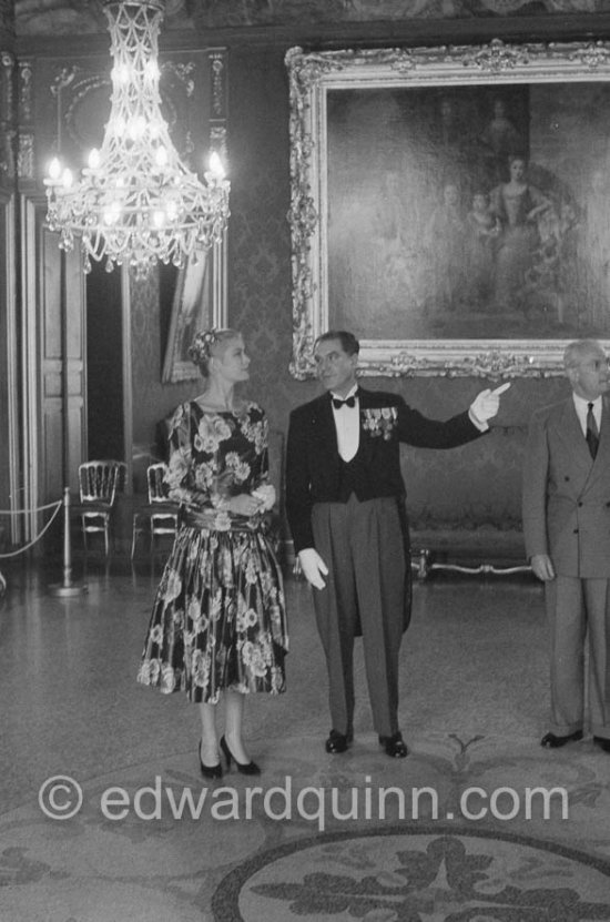 Grace Kelly (later to become Princess Grace) at the Royal Palace just before she met Prince Rainier for the first time. One of Prince Rainier’s personal servants, Michel Demorizi, guided her around some of the great number of rooms of the Royal Palace. Monaco 1955. - Photo by Edward Quinn