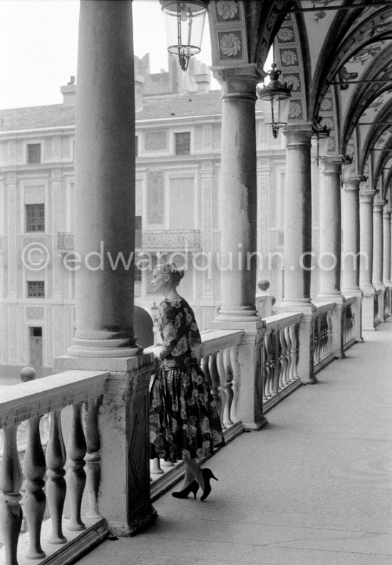 Grace Kelly (later to become Princess Grace) at the Royal Palace just before she met Prince Rainier for the first time. One of Prince Rainier’s personal servants, Michel Demorizi, guided her around some of the great number of rooms of the Royal Palace. Monaco 1955. - Photo by Edward Quinn