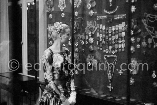 Grace Kelly (later to become Princess Grace) at the Royal Palace just before she met Prince Rainier for the first time. One of Prince Rainier’s personal servants, Michel Demorizi, guided her around some of the great number of rooms of the Royal Palace. Monaco 1955. - Photo by Edward Quinn