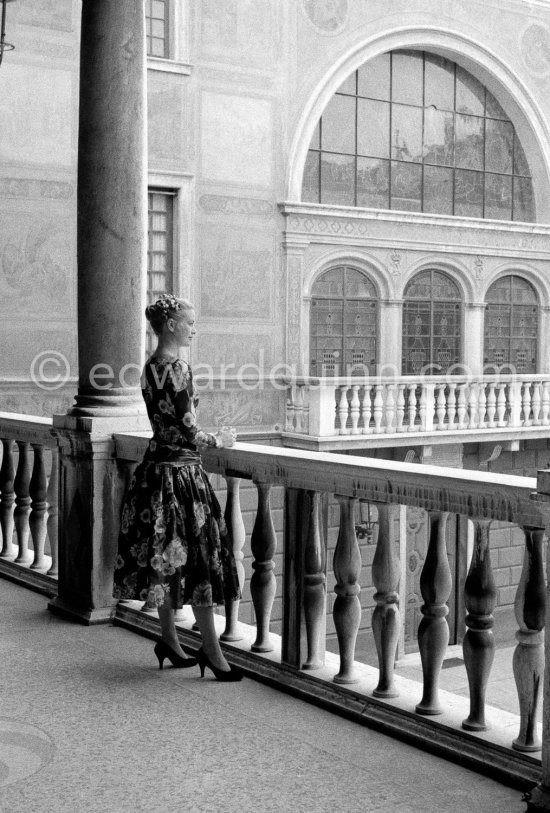 Grace Kelly (later to become Princess Grace) at the Royal Palace just before she met Prince Rainier for the first time. One of Prince Rainier’s personal servants, Michel Demorizi, guided her around some of the great number of rooms of the Royal Palace. Monaco 1955. - Photo by Edward Quinn