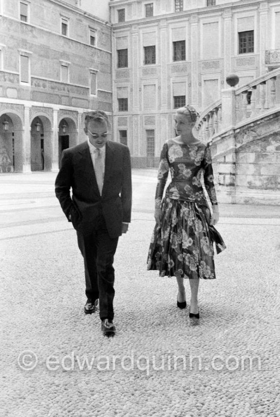 Grace Kelly’s first meeting with Prince Rainier, the man who would become her husband, 1955. To break the ice between two shy people it was decided they should go for a walk in the palace gardens. The couple were married in Monaco the following Year. Monaco 1955. - Photo by Edward Quinn