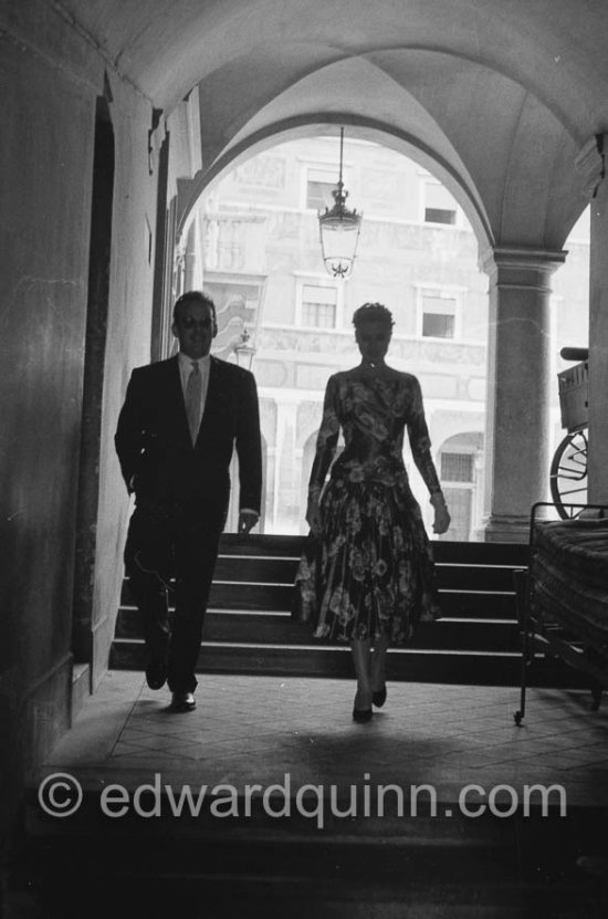 Prince Rainier III of Monaco meeting American film Star Grace Kelly (later to become Princess Grace) for the first time at his Monaco Palace in 1955. - Photo by Edward Quinn