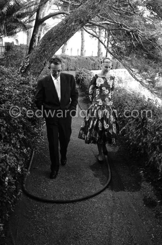 Grace Kelly’s first meeting with Prince Rainier, the man who would become her husband, 1955. To break the ice between two shy people it was decided they should go for a walk in the palace gardens. The couple were married in Monaco the following Year. Monaco 1955. - Photo by Edward Quinn