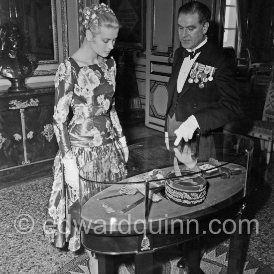 Grace Kelly (later to become Princess Grace) at the Royal Palace just before she met Prince Rainier for the first time. One of Prince Rainier’s personal servants, Michel Demorizi, guided her around some of the great number of rooms of the Royal Palace. Monaco 1955. - Photo by Edward Quinn