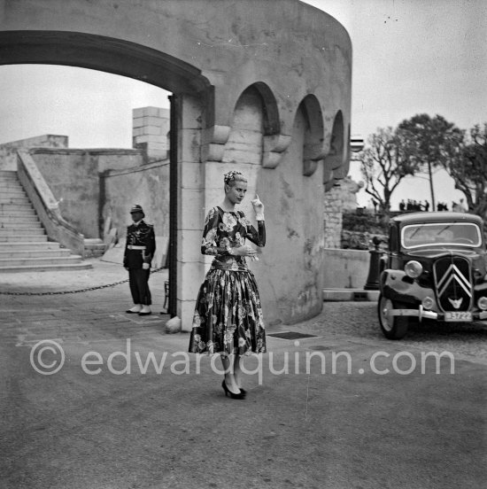 Grace Kelly (later to become Princess Grace) at the Royal Palace just after she met Prince Rainier for the first time. Monaco 1955. Car: Citroën Traction Avant 11BL Légère - Photo by Edward Quinn