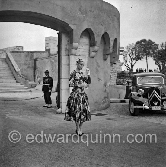 Grace Kelly (later to become Princess Grace) at the Royal Palace just after she met Prince Rainier for the first time. Monaco 1955. Car: Citroën Traction Avant 11BL Légère - Photo by Edward Quinn