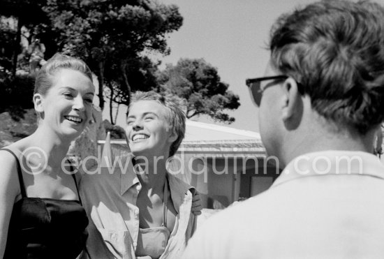 Deborah Kerr and Jean Seberg, two of the principal actors of "Bonjour Tristesse", film by Otto Preminger. Le Lavandou 1957. - Photo by Edward Quinn