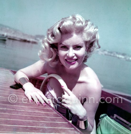 Belinda Lee at the beach, Cannes Film Festival 1956. - Photo by Edward Quinn