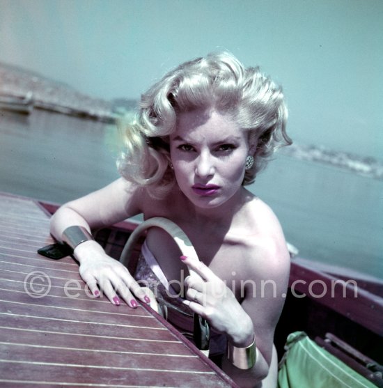 Belinda Lee at the beach, Cannes Film Festival 1956. - Photo by Edward Quinn