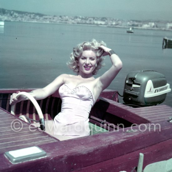 Belinda Lee at the beach, Cannes Film Festival 1956. - Photo by Edward Quinn