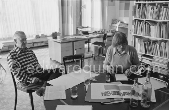 Richard Paul Lohse, one of the main representatives of the concrete and constructive art movements, 1975 at his studio in Zurich. - Photo by Edward Quinn