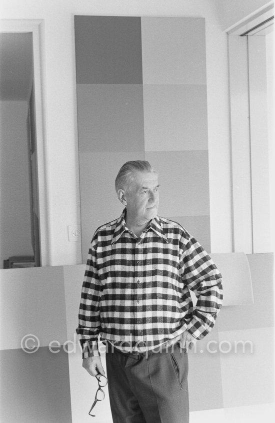 Richard Paul Lohse, one of the main representatives of the concrete and constructive art movements, 1975 at his studio in Zurich. - Photo by Edward Quinn