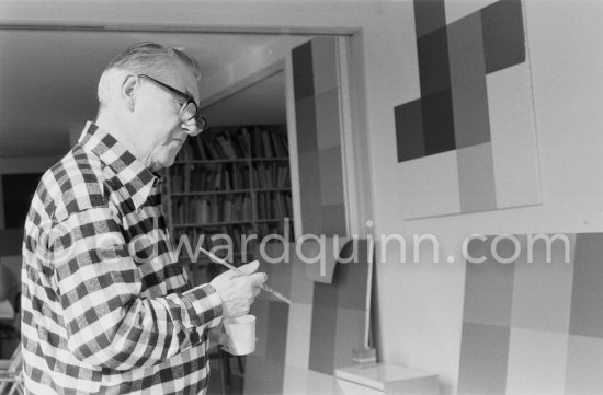 Richard Paul Lohse, one of the main representatives of the concrete and constructive art movements, 1975 at his studio in Zurich. - Photo by Edward Quinn
