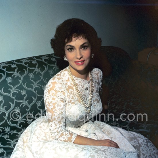 Gina Lollobrigida at a gala dinner. Cannes Film Festival in 1958. - Photo by Edward Quinn