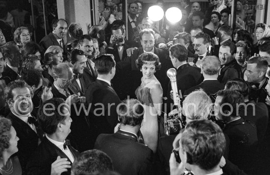 Back at the Cannes Film Festival in 1958, Gina Lollobrigida at a gala dinner. - Photo by Edward Quinn