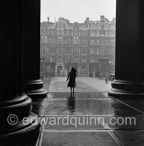 View from the British Museum portico towards Great Russell Street. London, 1950. - Photo by Edward Quinn