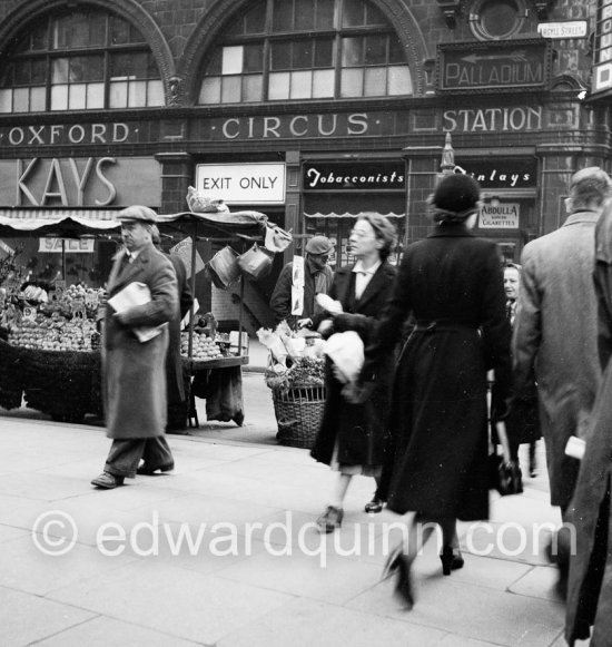 Oxford Circus Underground station exit, corner of Argyll Street and Oxford Street. London 1950. - Photo by Edward Quinn